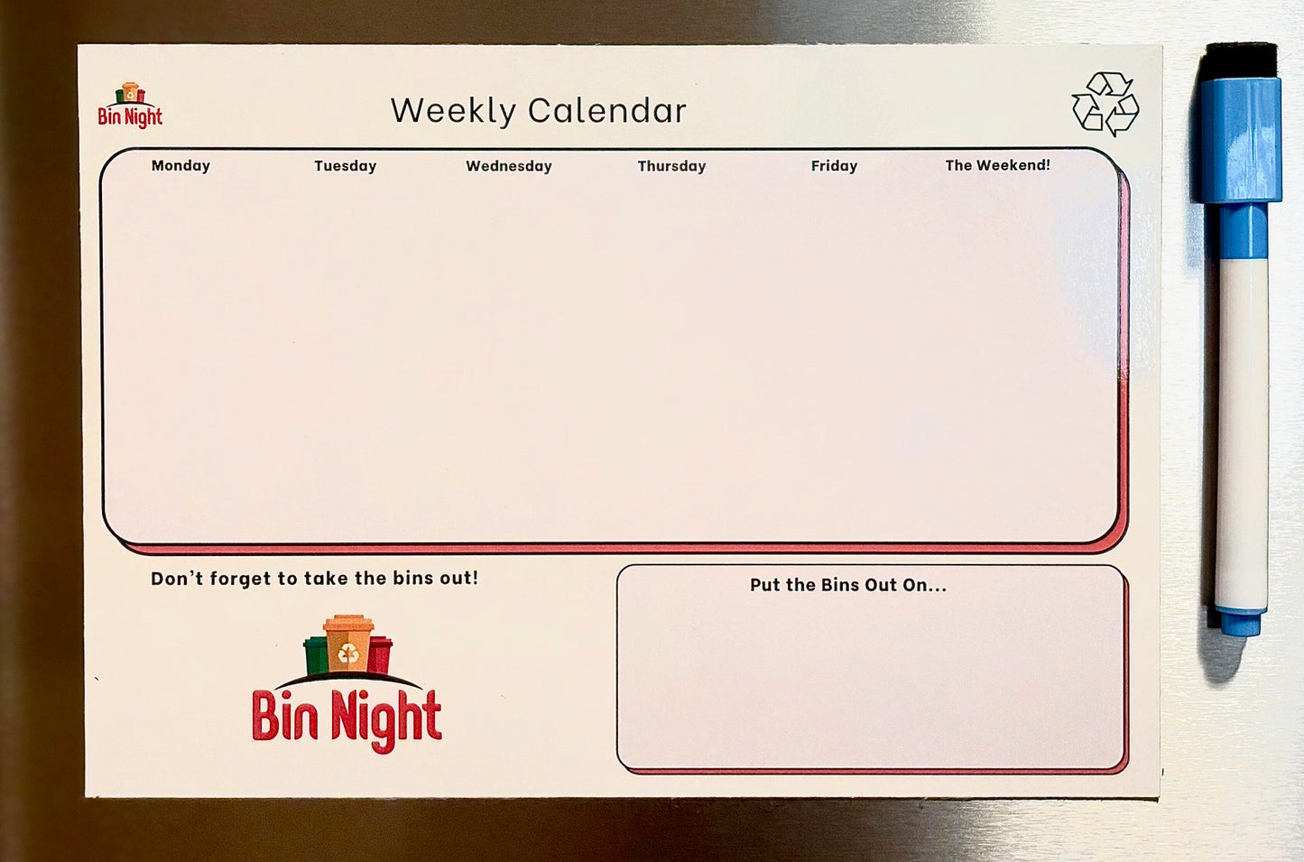 Compact Weekly Planner Fridge Magnet